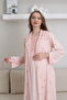 Maternity & Postpartum Robe Nightgown Set with Lace Embroidery and Rose Pattern - Mother and Baby Friendly - 3