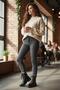 Black Patent Leather Zippered Women's Long Boots with Lace Detail - 3