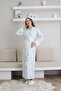 Maternity & Postpartum Robe Nightgown Set with Lace Embroidery and Rose Pattern - Mother and Baby Friendly - 2