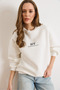 Women's White Ny Fleece-Lined Oversized Sweatshirt Swt-19000796 - 4