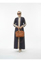 Women's Mink Color Crepe Fabric Black Striped Detail Casual Hijab Dress - 4