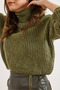 Women's Khaki Turtleneck Soft Textured Crop Knit Sweater Kzk-19001106 - 5