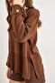 Women's Brown Sleeve Buttoned Slit Knitwear Sweater Kzk-19001110 - 4
