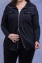 Plus Size Pocketed - Zippered Knitwear Shirt Black - 2