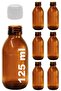 125 ml Round Medicine Syrup Bottle 125 Cc Amber Brown Glass Bottle with Lockable White Cap 6 Pieces