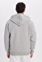 Unisex Relax Fit Comfortable Cut Cotton Fleece Inside Double Pockets Full Zip Stone K Hooded Sweatshirt - 7