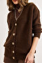 Women's Brown 5 Button Soft Textured Thick Long Cardigan Hrk-19000375 - 4