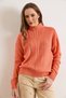 Women's Salmon Mock Neck Medium Hair Braided Knitwear Sweater Kzk-19000912 - 6