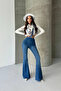 Women's Blue High Waist Flared Leggings Jean - 5