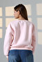 Fleece-Lined Oversized Crew Neck Wide Fit Sweatshirt 21614 Pudra - 4