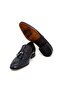 Dark Blue Color Laceless Genuine Leather Men's Shoes - 3