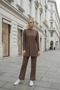 Cotton Corded Fabric Women's Blouse and Pants Two-Piece Set