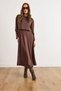 Women's Brown Inner Dress Top Blouse Modal Buttoned Dress Suit Tkm-19000470 - 4