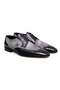 Dark Blue Color Lace-Up Plaid Genuine Leather Men's Shoes