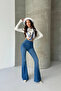 Women's Blue High Waist Flared Leggings Jean - 2