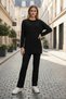 Cotton Corded Fabric Women's Blouse and Pants Two-Piece Set - 7