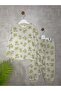 Girls' Pajama Set Green Flower Patterned 100% Cotton Single Jersey Fabric Crew Neck Long Sleeves - 9