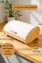 Bamboo Bread Box with Lid |   Countertop Wooden Bread Basket with Metal Lid White Color Large Volume