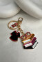 Golden Yellow Glasses Pen Detail Stone Books Bag Accessory Keychain - 2