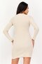 Women Ribbed Mini Dress, Beige - 3