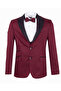 Men's Slim Fit 3-Piece Tuxedo Set - Jacket + Vest + Bow Tie - Burgundy - 3