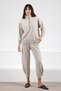 A.Beige Long Sleeve Half Turtleneck Zippered Cashmere Women's Knitwear Sweater - 5