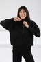 Black Long Sleeve Half Turtleneck Zippered Cashmere Women's Knitwear Sweater - 2