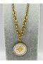 Steel Gold Pearlescent Clover Chain Necklace - 3