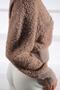 Brown Long Sleeve Polo Neck Wool Boucle Women's Knitwear Sweater - 2