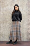 Tan Brown Plaid Cashmere Flared Skirt - 6