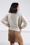 Ecru Long Sleeve Polo Neck Wool Boucle Women's Knitwear Sweater - 7