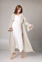 Crepe Textured Maternity Dressing Gown and Lace Nightgown Set - Premium Maternity Set - 2