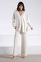 Ecru Long Sleeve Oversized V-Neck Buttoned Cashmere Women's Knitwear Jacket - 7