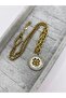 Steel Gold Pearlescent Clover Chain Necklace - 6