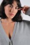 A.Grey Long Sleeve Oversized V-Neck Buttoned Cashmere Women's Knitwear Jacket - 4