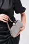 Platinum Laser Striped Evening Dress Elegant Evening Bag - 4