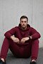 Men's Kangaroo Pocket Burgundy Hooded Sweatshirt - 6