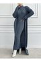 2 Piece Women's Chic Vintage Hair Braid Pattern Long Cardigan Sweater Dress Set, Winter Women's Knitwear Suit