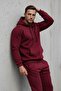 Men's Kangaroo Pocket Burgundy Hooded Sweatshirt - 4
