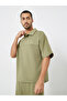 Men Olive Oversized Seam Detail Polo and Shorts Co-Ords - 2