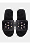 Solid Plush Flower Embellished Slippers - 5