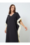 Women Maxi Dress with Contrast Trim - 2