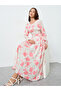 Women Floral Maxi Dress with Side Tie-Up