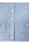 Blue Knit Midi Dress with Button Detail - 4