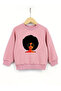 Girls Pink Graphic Print Fleece Sweatshirt with Pants Set - 4