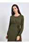 Solid Side Gathered Midi Dress - 2