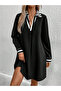 Women Contrast Striped V-Neck Mini Dress - 2