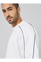 Men White Oversized Piping Detail T-Shirt and Pants Co-Ords - 3