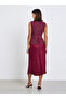 Tweed fabric belt Sleeveless A-Line Midi Dress - 5