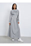 Printed Hooded Casual Midi Dress - 3